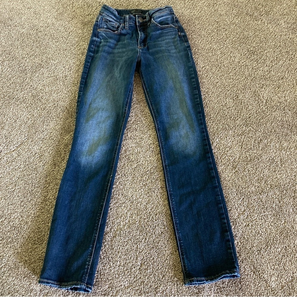 Silver Jeans Womens 26/31 Straight Stretch Dark Wash Denim Embroidered Pockets